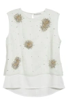 Wales Bonner Triumph Floral-embellished Silk-organza Top In Light Green/white