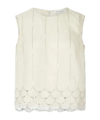 Wales Bonner Triumph Embellished Silk-organza Top In Neutral