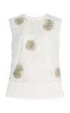 Wales Bonner Triumph Floral-embellished Silk-organza Top In White