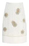Wales Bonner Triumph Embellished Crepe Midi Skirt In White
