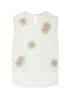 Wales Bonner Triumph Floral-embellished Silk-organza Top In Light Green/white