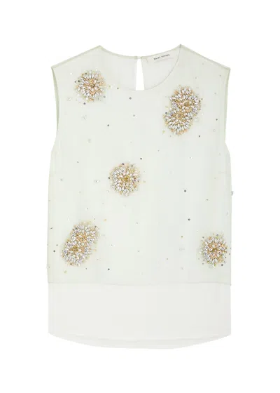 Wales Bonner Triumph Floral-embellished Silk-organza Top