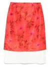 Wales Bonner Floral Print Viscose Twill Antille Skirt In Red