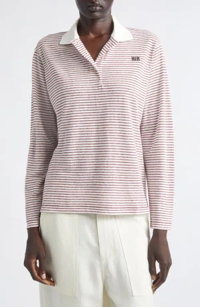 Wales Bonner Trust Stripe Linen & Cotton Jersey Polo In Multi