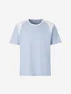 Wales Bonner Logo-embroidered Stretch Poplin-panelled Organic Cotton-jersey T-shirt In Blue