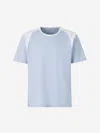 Wales Bonner Logo-embroidered Stretch Poplin-panelled Organic Cotton-jersey T-shirt In Blue