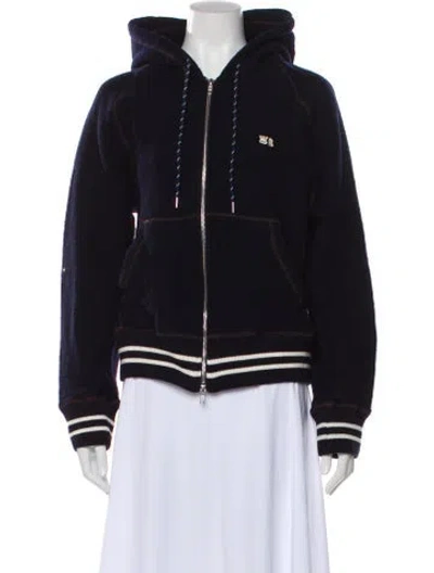 Pre-owned Wales Bonner Virgin Wool Bomber Jacket In Blue