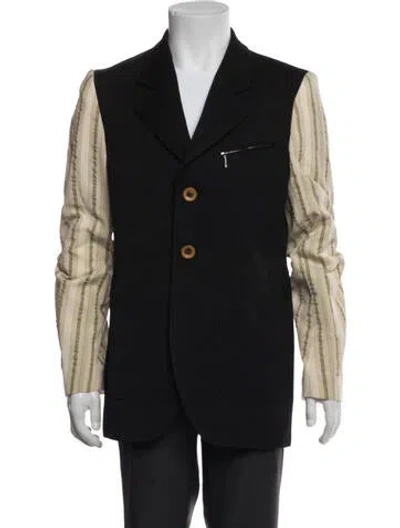 Pre-owned Wales Bonner Virgin Wool Striped Blazer W/ Tags In Black