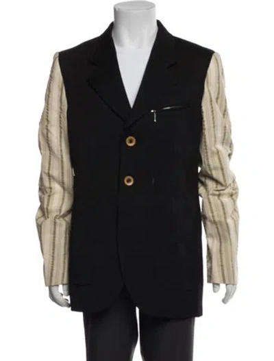 Pre-owned Wales Bonner Virgin Wool Striped Blazer W/ Tags In Black