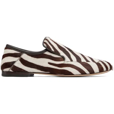 Wales Bonner White & Burgundy Dakar Loafers In Animal Print