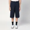 Wales Bonner Wide-leg Navy Blue Bermuda Shorts In A Cotton Blend In Blue
