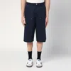 Wales Bonner Wide-leg Navy Blue Bermuda Shorts In A Cotton Blend