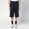 Wales Bonner Wide-leg Navy Blue Bermuda Shorts In A Cotton Blend In Blue
