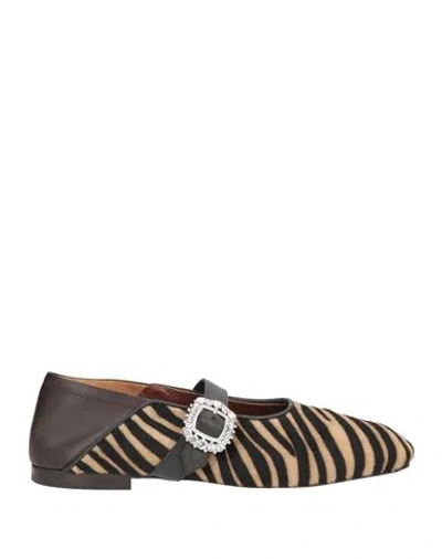 Wales Bonner Woman Ballet Flats Beige Size 8.5 Calfskin In Brown