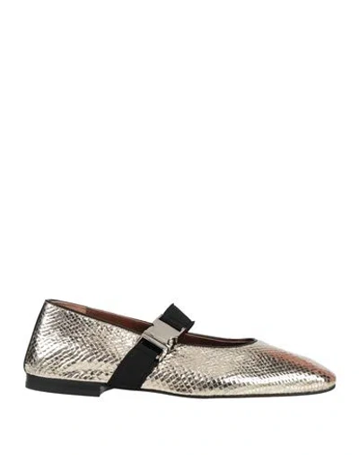 Wales Bonner Woman Ballet Flats Platinum Size 8 Lambskin, Rubber In Multi