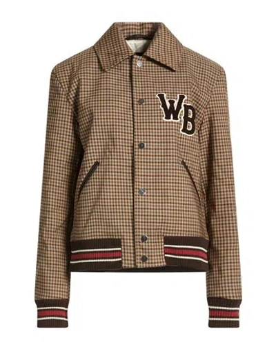 Wales Bonner Woman Jacket Brown Size L Cotton, Viscose, Elastane, Leather