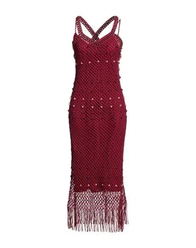 Wales Bonner Woman Maxi Dress Garnet Size M Cotton In Red