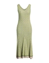 Wales Bonner Woman Midi Dress Green Size M Cotton In Green
