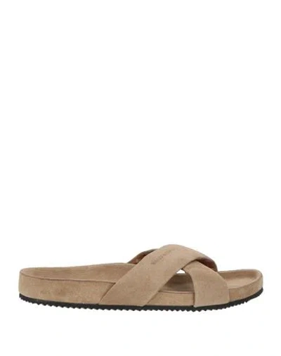 Wales Bonner Woman Sandals Taupe Size 8 Leather In Gray