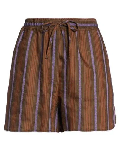 Wales Bonner Woman Shorts & Bermuda Shorts Brown Size 8 Virgin Wool