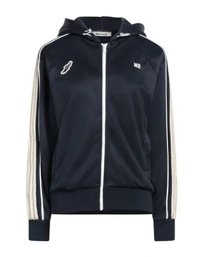 Wales Bonner Woman Sweatshirt Midnight Blue Size M Recycled Polyester, Polyester, Elastane