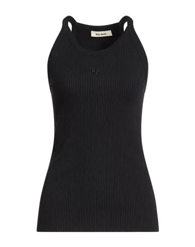 Wales Bonner Woman Tank Top Black Size M Organic Cotton, Elastane