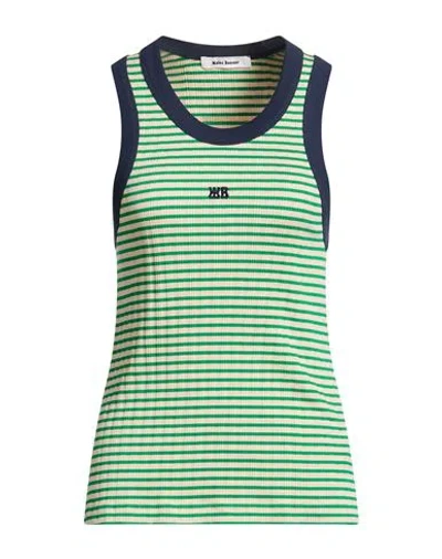 Wales Bonner Woman Tank Top Green Size Xs Supima, Elastane In Brown