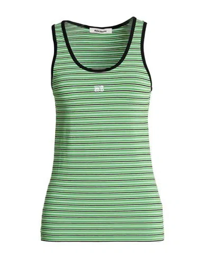 Wales Bonner Woman Tank Top Green Size Xs Viscose, Polyester, Elastane