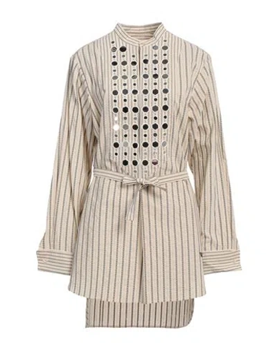 Wales Bonner Woman Top Beige Size 4 Cotton, Plastic