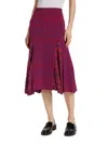 Wales Bonner Nile Godet Midi Skirt In Navy Red Purple