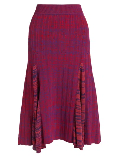 Wales Bonner Women's Nile Space-dye Midi-skirt In Navy Red Purple