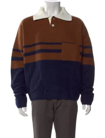 Pre-owned Wales Bonner Wool Colorblock Pattern Polo Sweater In Brown