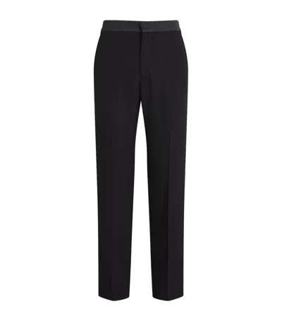 Wales Bonner Wool Flared Rise Tuxedo Trousers In Black