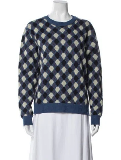Pre-owned Wales Bonner Wool Houndstooth Print Sweater In Blue