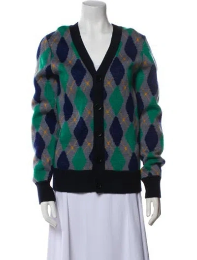 Pre-owned Wales Bonner Wool Printed Evening Jacket In Blue