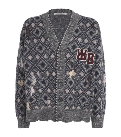 Wales Bonner Wool Sibling Cardigan In Gray