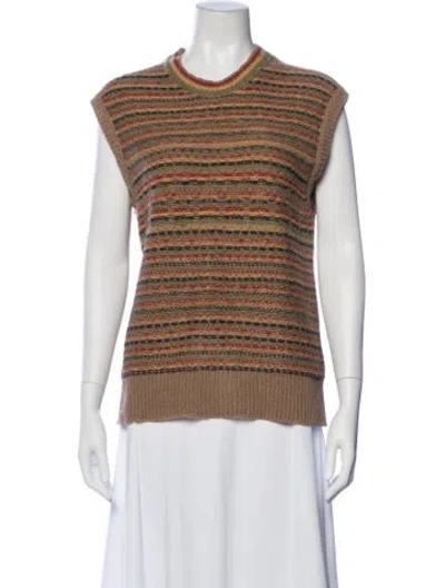 Pre-owned Wales Bonner Wool Striped Sweater In Brown