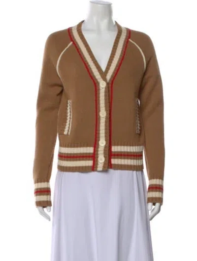 Pre-owned Wales Bonner Wool V-neck Sweater In Brown