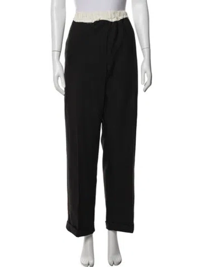 Pre-owned Wales Bonner Wool Wide Leg Pants In Black