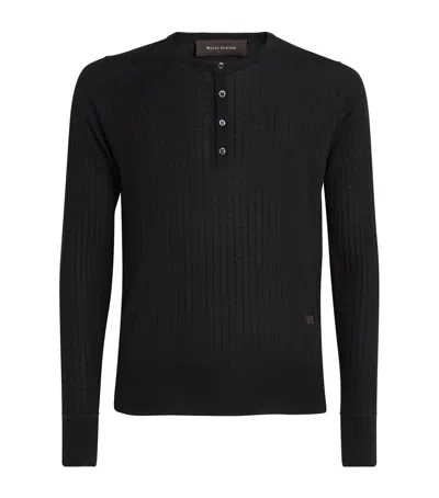 Wales Bonner Wool-cotton Nile Henley Top In Black