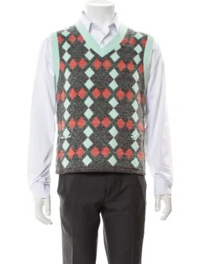 Pre-owned Wales Bonner X Adidas Originals Printed V-neck Sweater Vest In Green