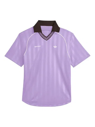 Wales Bonner X Adidas Striped Collar T-shirt In Purple
