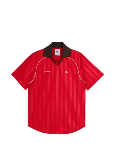 Wales Bonner X Adidas Striped V-neck T-shirt In Red