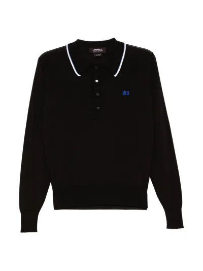 Wales Bonner X John Smedley Henry Polo Shirt In Black