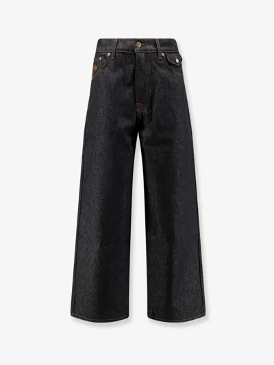 Walk In Paris Baggy Blue Denim Jeans In Multi