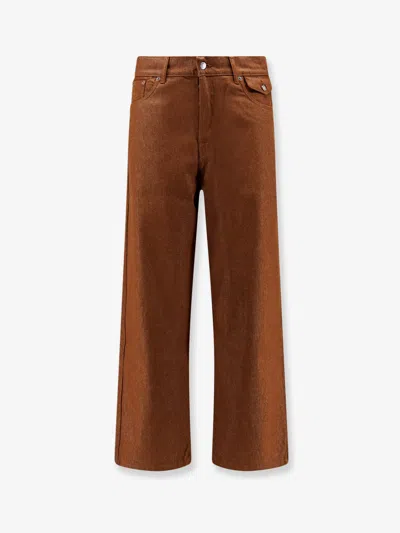 Walk In Paris Baggy Brown Denim Trousers In Multi