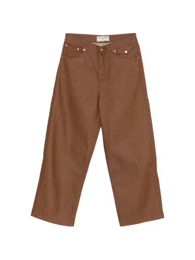 Walk In Paris Baggy Denim Trousers In Brown