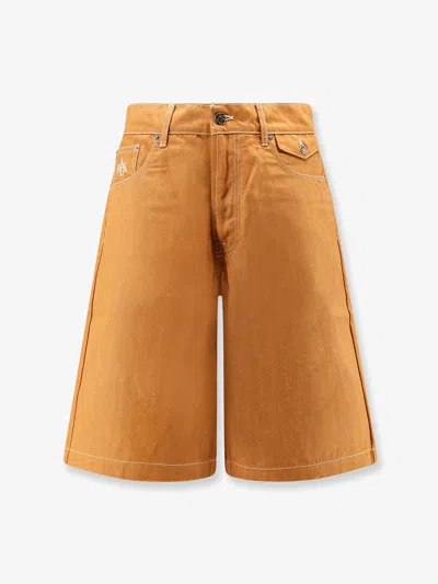 Walk In Paris Baggy Orange Denim Shorts In Multi