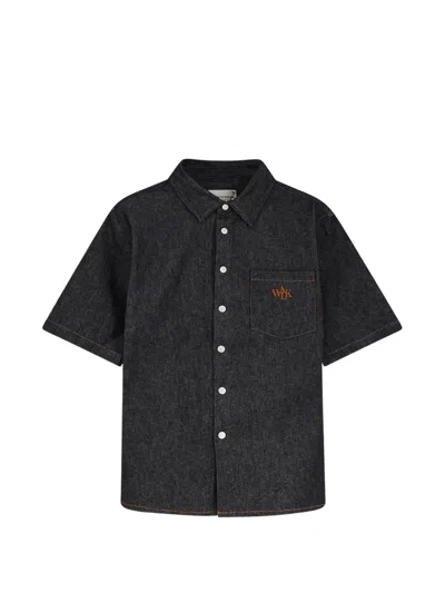 Walk In Paris Buttoned Short-sleeve Shirt In Blue