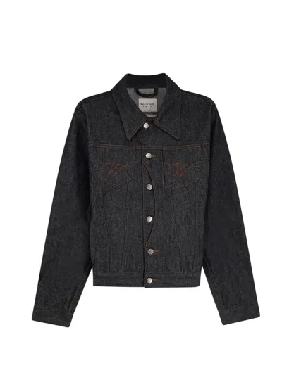 Walk In Paris Embroidered Denim Jacket In Black